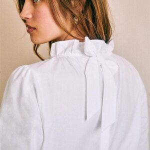 Sezane White Bow-Tie Blouse